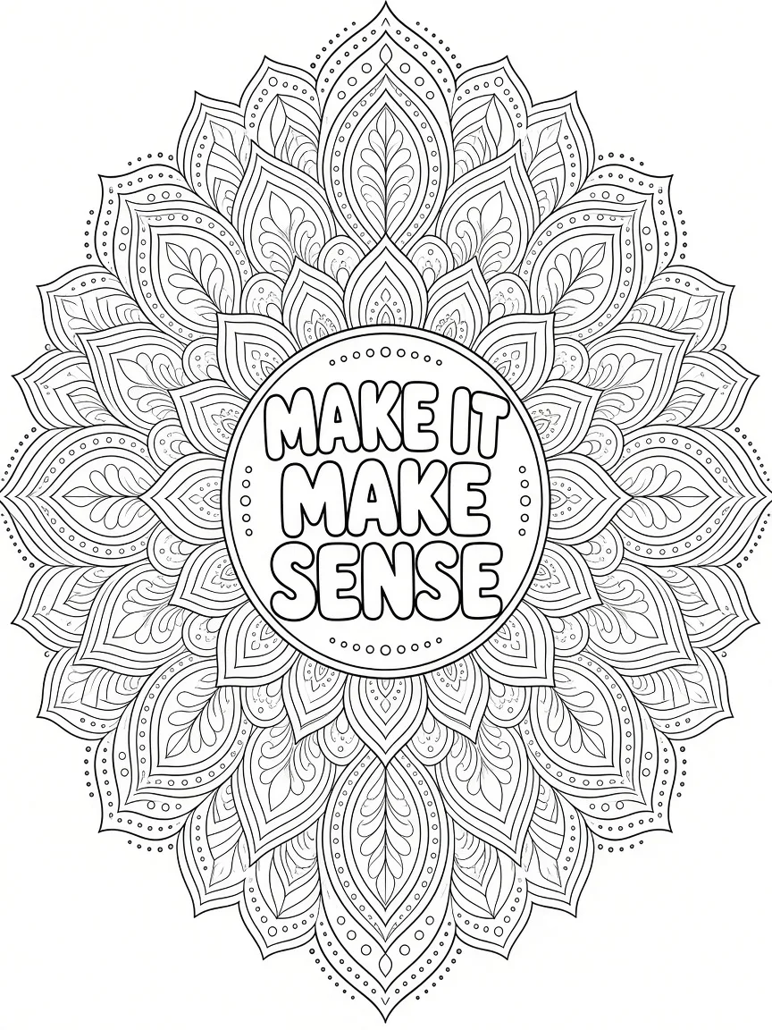 Make It Make Sense mandala coloring page