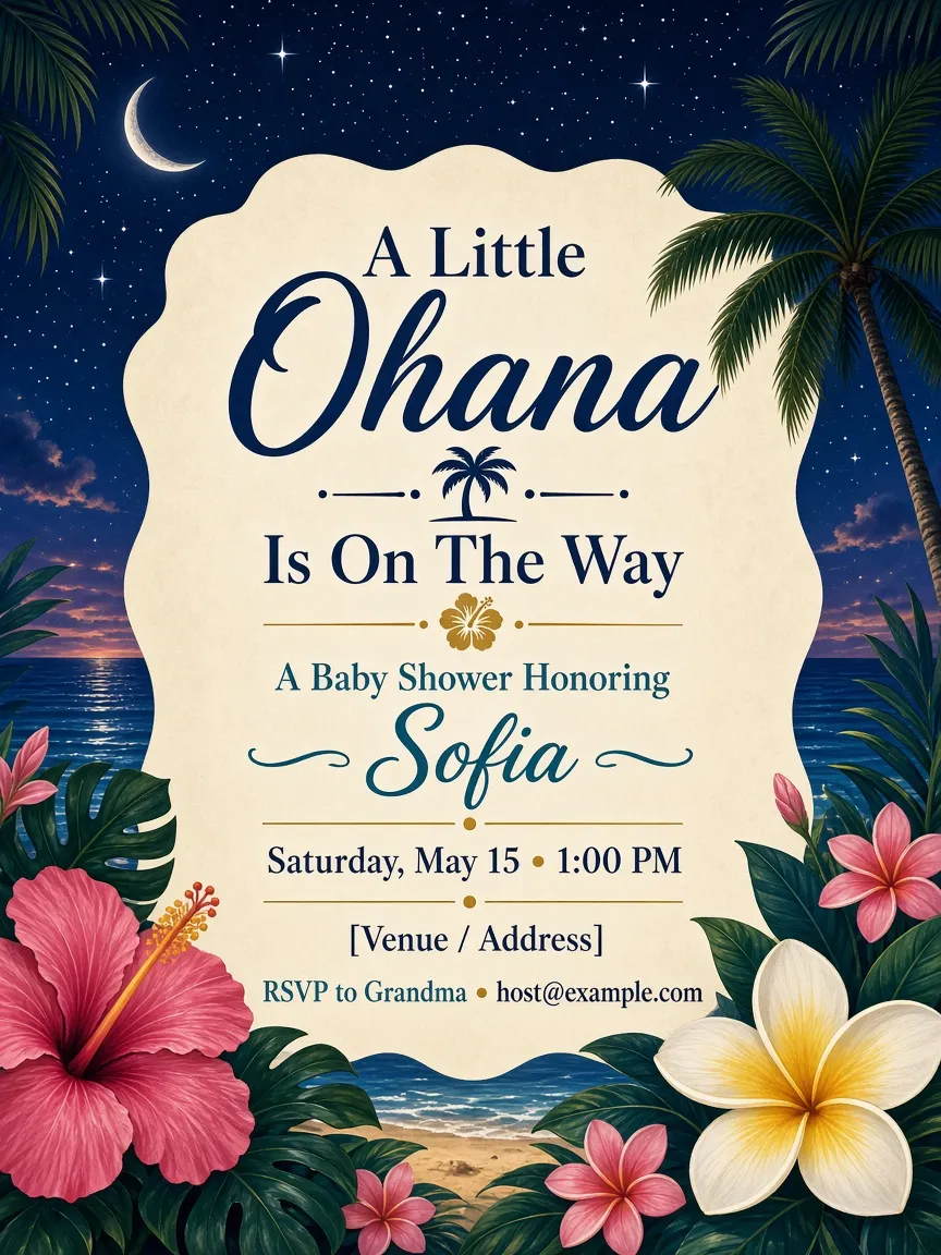 Tropical baby shower invitation