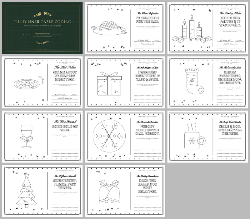 The Dinner Table Zodiac — Holiday placemats